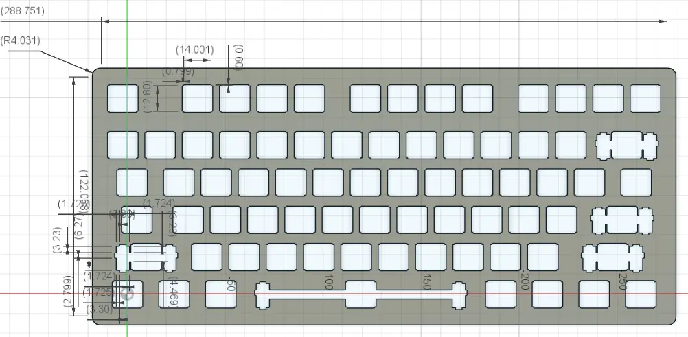 Fusion 360 drawing of the plate