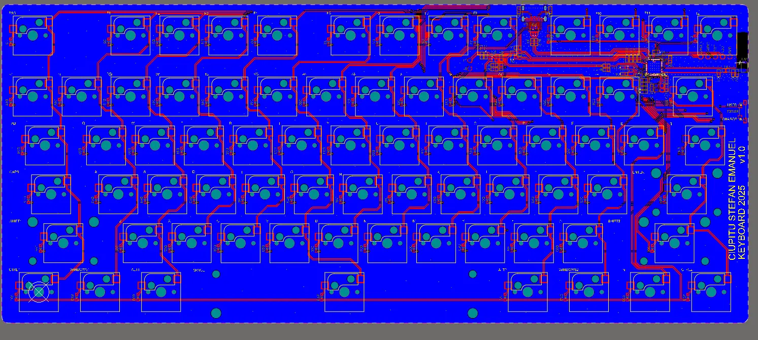 PCB layout, top copper